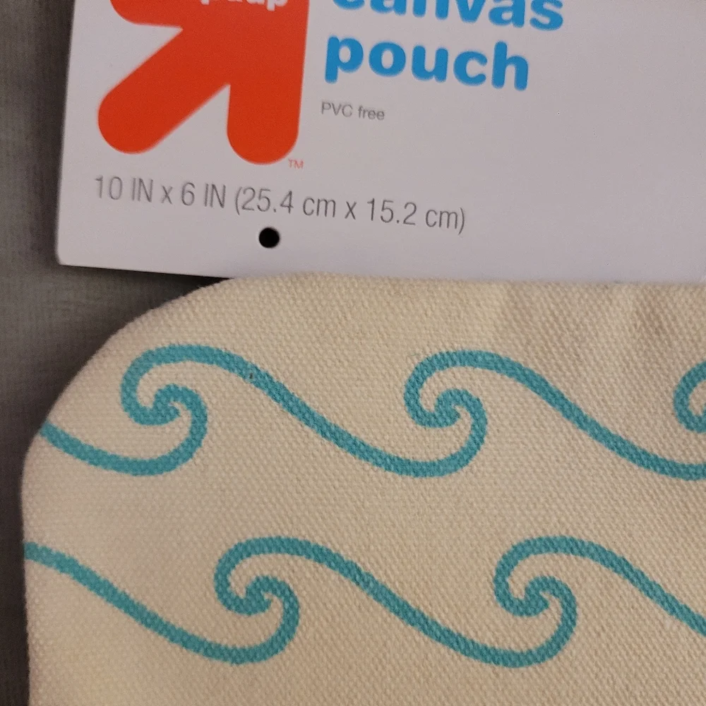 2 Set Up&Up, Blue and Cream Canvas Pouch Set